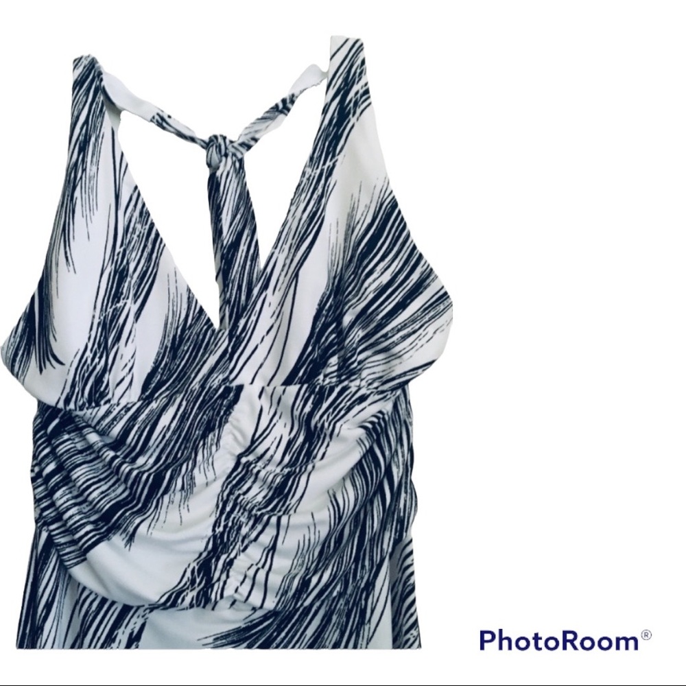 NEWPORT NEWS Black/White Halter Dress Size L